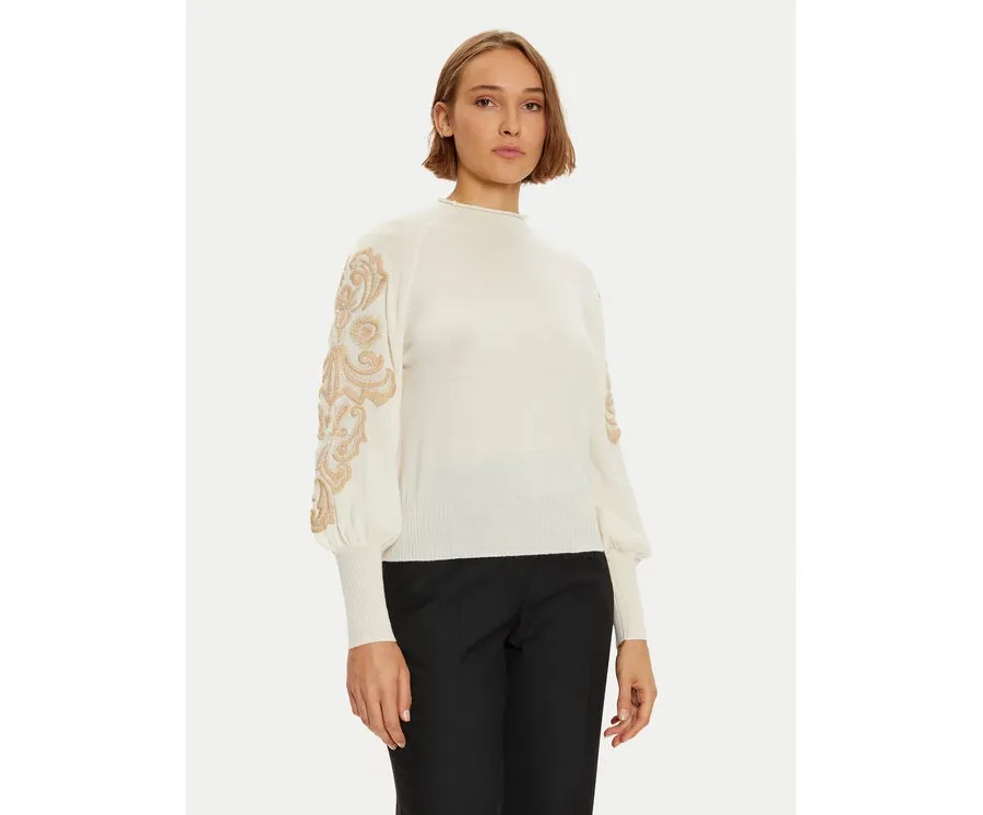 obrazek 1 Luisa Spagnoli Sweter Minucias 58569 Écru Regular Fit