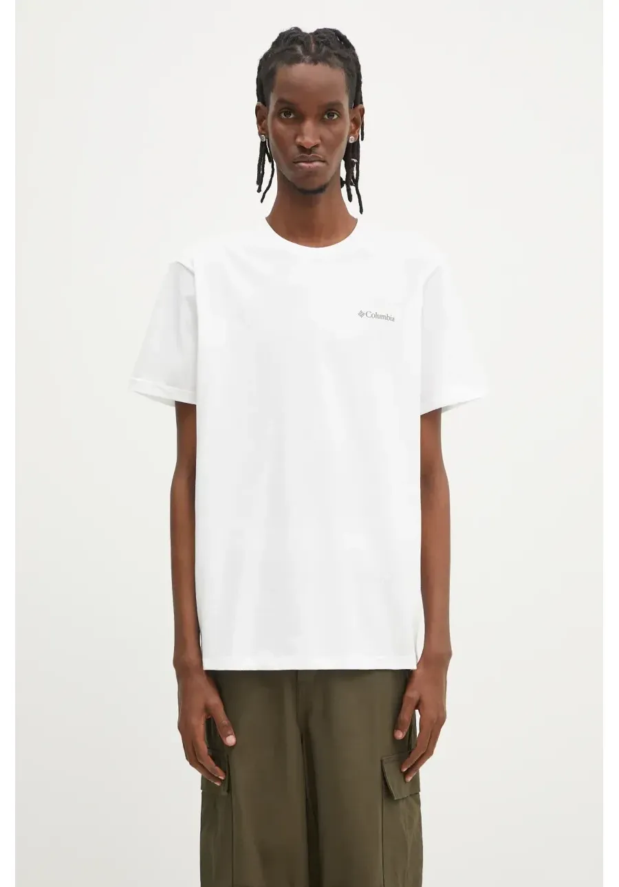 obrazek 1 Columbia t-shirt bawełniany North Cascades męski kolor biały z nadrukiem 1834041.