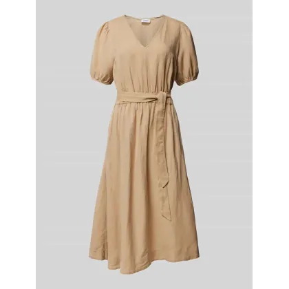 Zdjęcie Sukienka midi z mieszanki lnu i wiskozy z wiązanym paskiem