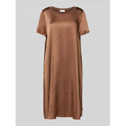 Zdjęcie Sukienka do kolan z prążkowanym, okrągłym dekoltem