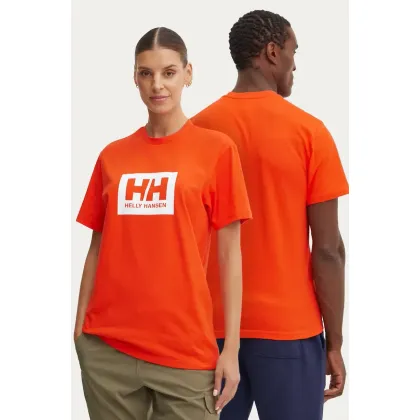 Zdjęcie Helly Hansen t-shirt bawełniany TOKYO kolor pomarańczowy z nadrukiem 53285