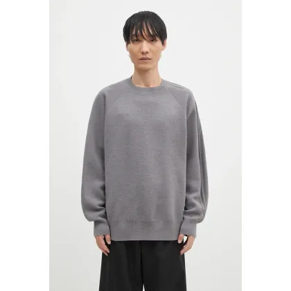 Zdjęcie Y-3 sweter wełniany 3-S Knit Crew męski kolor szary JD9842