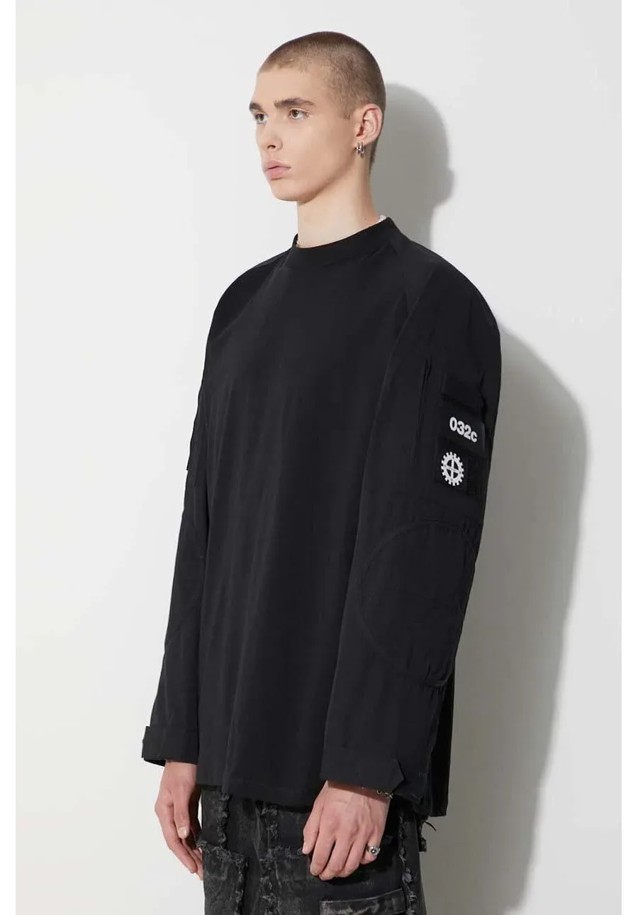 obrazek 1 032C longsleeve bawełniany kolor czarny gładki