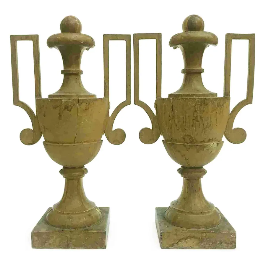 obrazek 3 Para dużych wazonów w kolorze Empire Golden w idealnym stanie z XVIII wieku