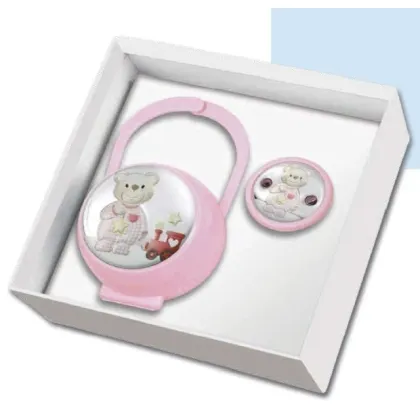 Picture Children's set - clip and pacifier holder in blue