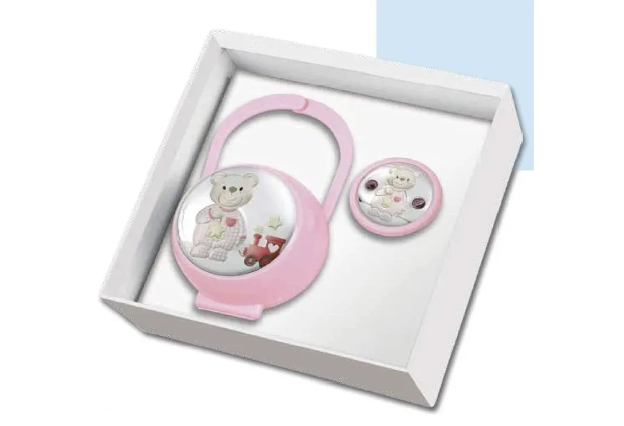 obrazek 1 Dziecięcy zestaw – klips i uchwyt na smoczek w kolorze niebieskim