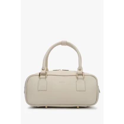 Zdjęcie Estro: Mała torebka damska do ręki typu tote z beżowej skóry włoskiej