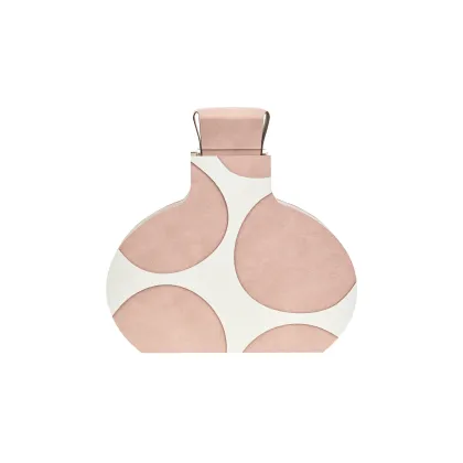 Zdjęcie Designerski wazon Otto 9x37xH38 cm wykonany ze skóry w kolorze pudrowego różu i perłowym