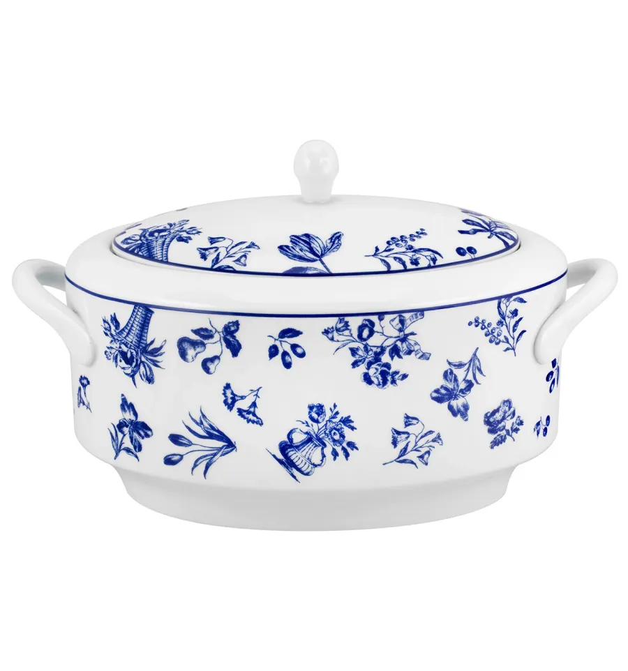 picture 1 A stylish porcelain soup tureen from the Chintz Azul collection with a blue floral ornament - Vista Alegre
