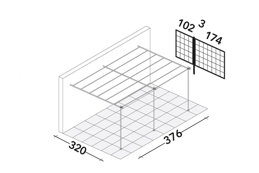 obrazek 4 Stylowa przyścienna pergola Solaire 376×320 cm