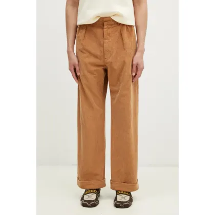 Zdjęcie Wood Wood spodnie sztruksowe Lawrence Trousers kolor brązowy proste 12435012.5088