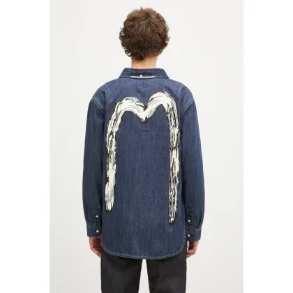 Zdjęcie Evisu koszula jeansowa Daicock Printed męska kolor granatowy regular z kołnierzykiem klasycznym 2EAHTM4DL1031