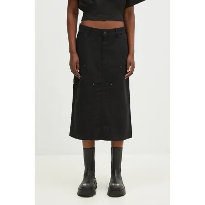 Zdjęcie Carhartt WIP spódnica bawełniana Double Knee Skirt kolor czarny midi prosta I033773.8902