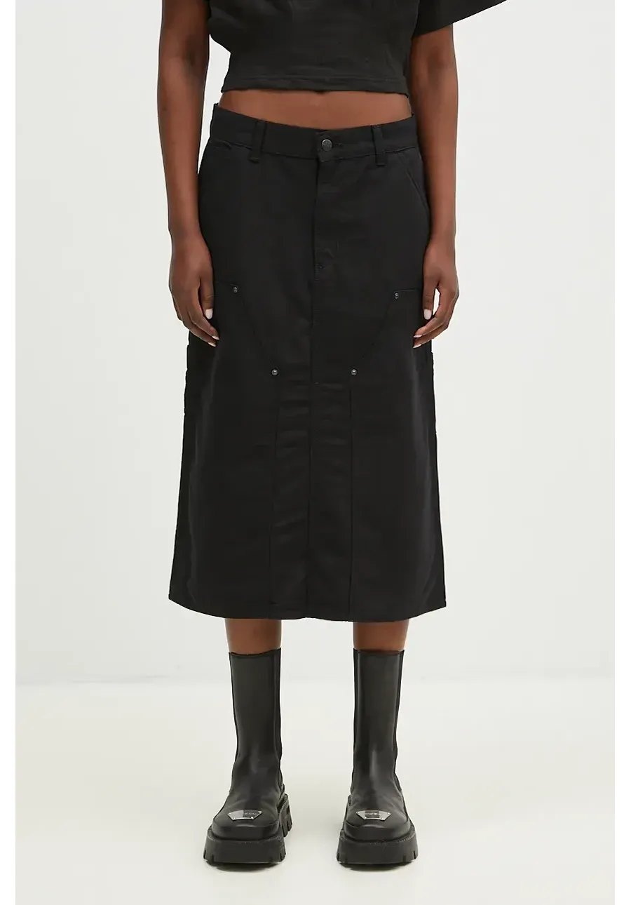 obrazek 1 Carhartt WIP spódnica bawełniana Double Knee Skirt kolor czarny midi prosta I033773.8902