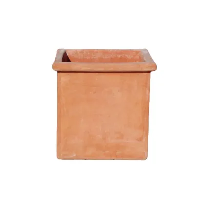 Zdjęcie Nowoczesny sześcienny wazon z terakoty do ogrodu 43 cm - Goti Terrecotte
