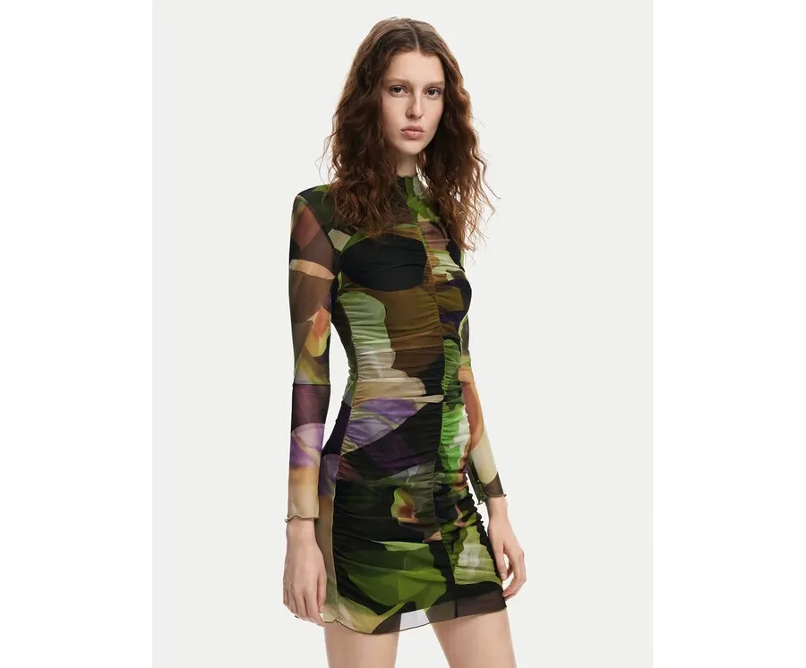 obrazek 1 Desigual Sukienka codzienna Camouflage Lacroix 24WWVK36 Zielony Slim Fit