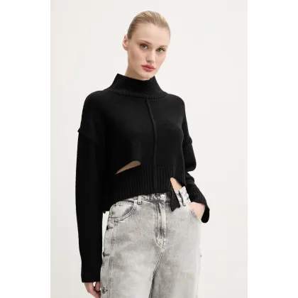 Zdjęcie MM6 Maison Margiela sweter wełniany damski kolor czarny z golfem S52HA0285.M13044