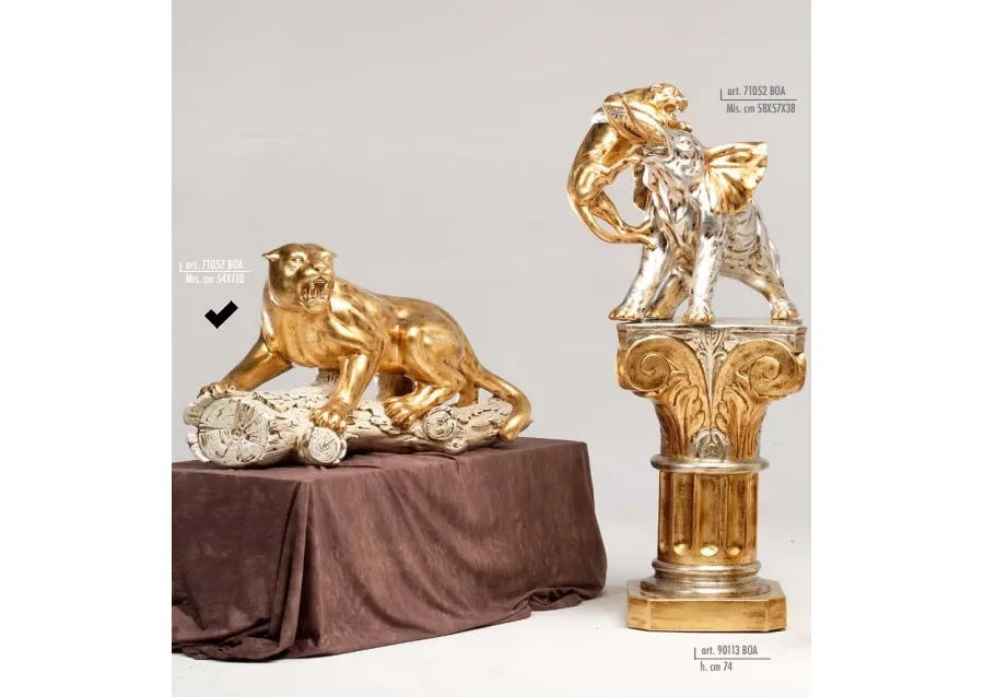 obrazek 1 Awangardowa figura - złoty lampart na pniu - Valle d'oro Patchi