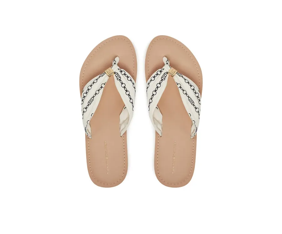 obrazek 1 Tommy Hilfiger Japonki Th Chain Print Elevated Sandal FW0FW08519 Biały