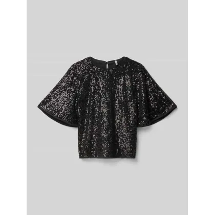 Zdjęcie T-shirt o kroju regular fit z cekinowym obszyciem model ‘FRANSA’