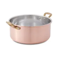 Zdjęcie Średni rondel z 2 uchwytami, wykonany z gładkiej miedzi ocynkowanej ø 28 cm - Cu Artigiana