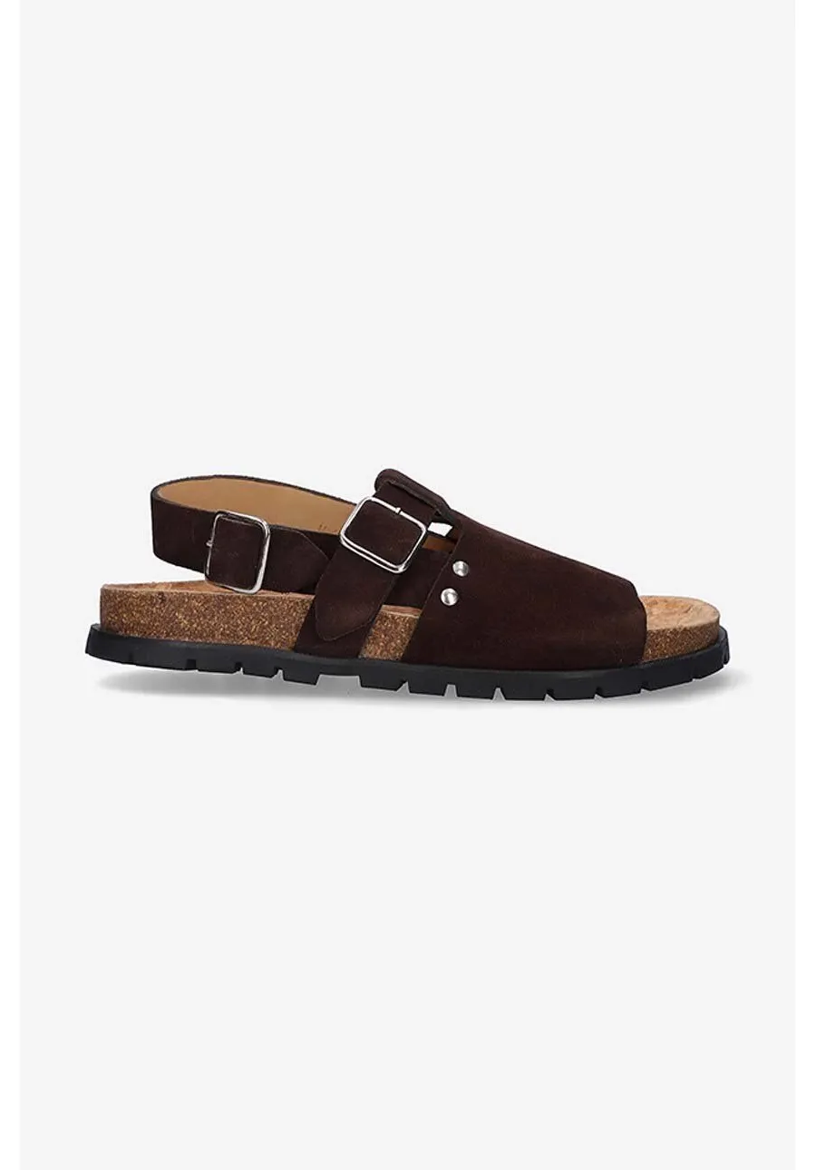 obrazek 1 A.P.C. sandały zamszowe . Sandales Noe damskie kolor brązowy PXBAH.F51056-MARRON