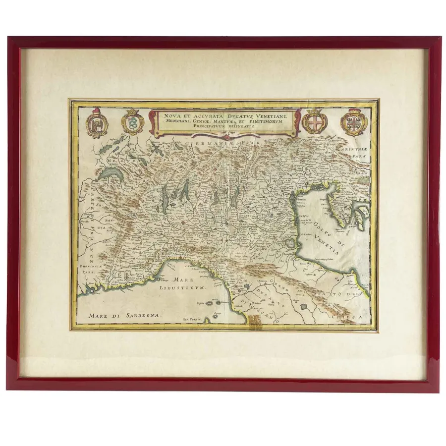 obrazek 2 Mapa geograficzna całych północnych Włoch z XVIII wieku