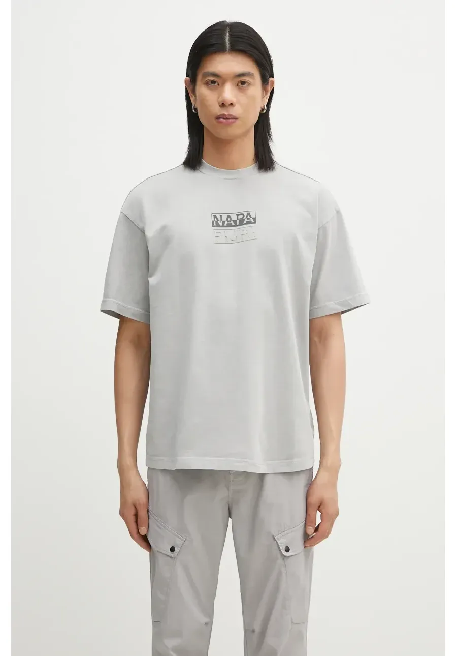 obrazek 1 Napapijri t-shirt bawełniany S-Cortona męski kolor szary z nadrukiem NP0A4ILQH621