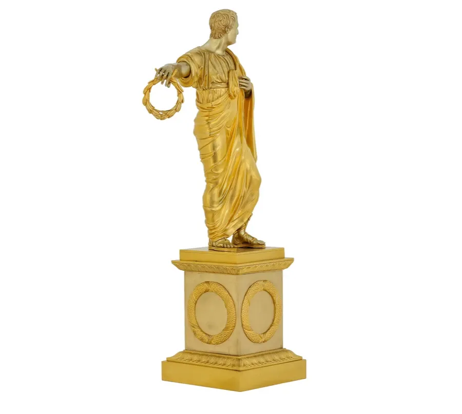 obrazek 2 Piękna statuetka Juliusza Cezara z pozłacanego mosiądzu
