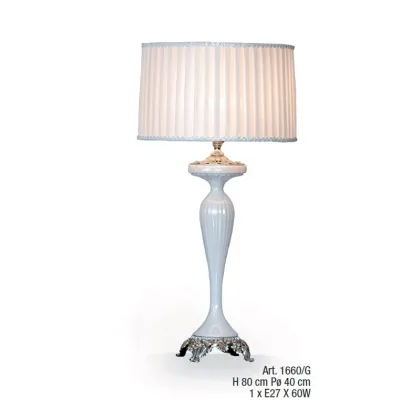 Zdjęcie Lampa w białym ceramicznym i chromowanym wykończeniu z kloszem - Il Paralume Marina