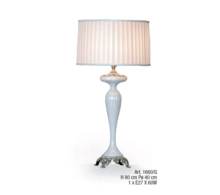 obrazek 1 Lampa w białym ceramicznym i chromowanym wykończeniu z kloszem - Il Paralume Marina