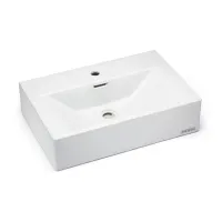 Zdjęcie Elegancka umywalka 60 cm PYXIS BASIC z przelewem, z otworem na baterię - naturalny, bez dekoru, bez lakieru