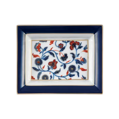 Zdjęcie Duża prostokątna porcelanowa taca z kolekcji Qing z czerwonymi i kobaltowymi elementami dekoracyjnymi - Vista Alegre