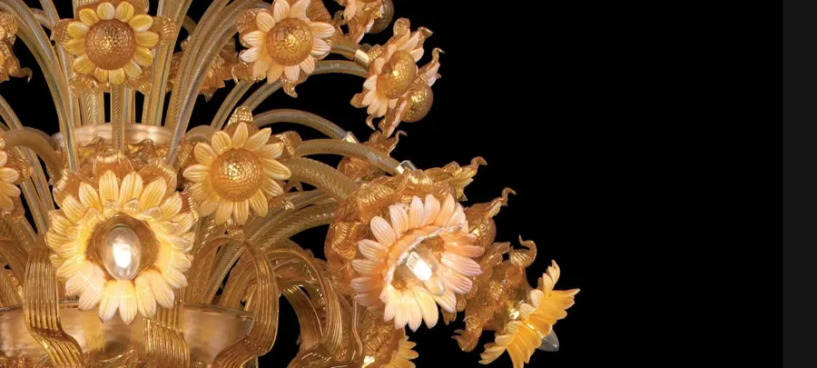 obrazek 3 Oryginalny kwiatowy żyrandol ze szkła Murano z Włoch - Vetreria Artistica Rosa