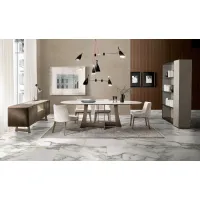 Picture Modern dining table with a marble top