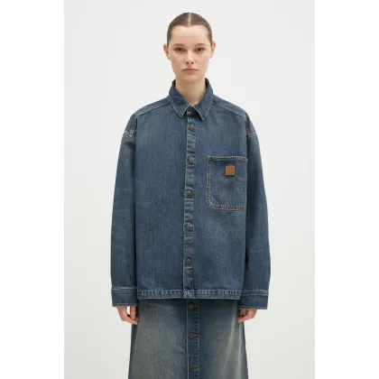 Zdjęcie Carhartt WIP kurtka jeansowa Lovilia Shirt Jac damska kolor niebieski przejściowa oversize I034461.014Q