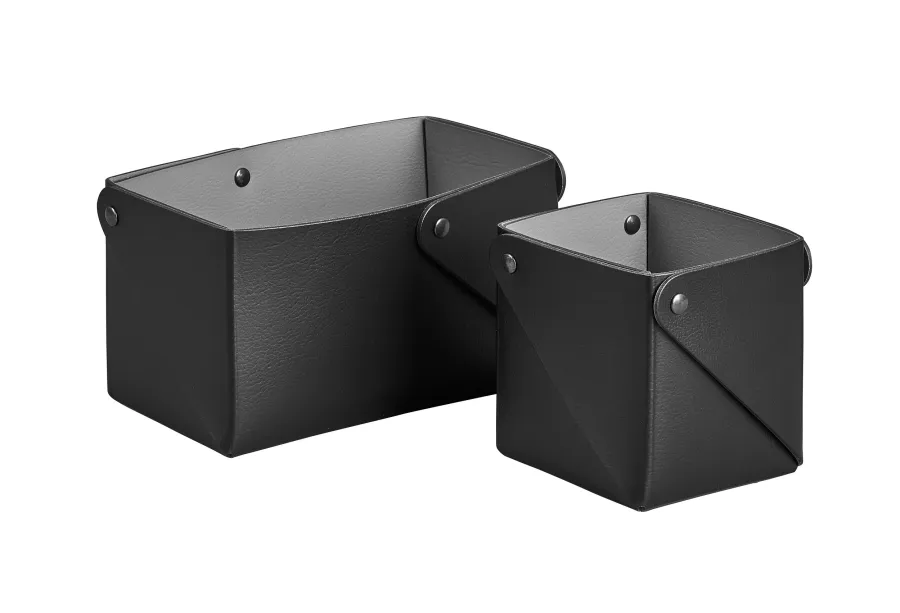 obrazek 3 Skórzany czarny pojemnik Miu 7x7xH8 cm