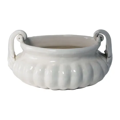 Zdjęcie Luksusowa mała ceramiczna biała doniczka 38 cm - Virginia Casa
