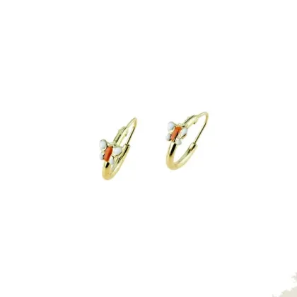 Zdjęcie Stylowe kółka z emaliowanym motylkiem o średnicy 10mm.