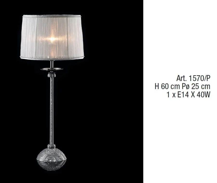obrazek 1 Lampa z chromowanego mosiądzu z wstawkami Swarovskiego z kloszem z czystego jedwabiu – Il Paralume Marina
