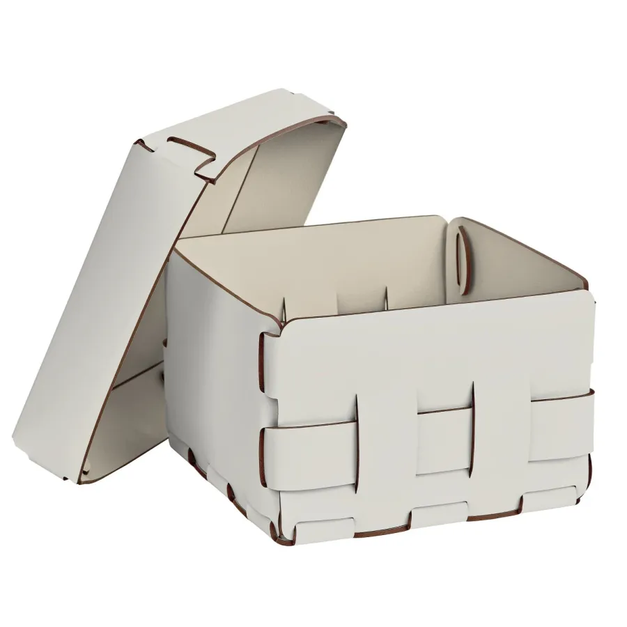 obrazek 2 Skórzany biały kosz Bottega 19x19xH13 cm