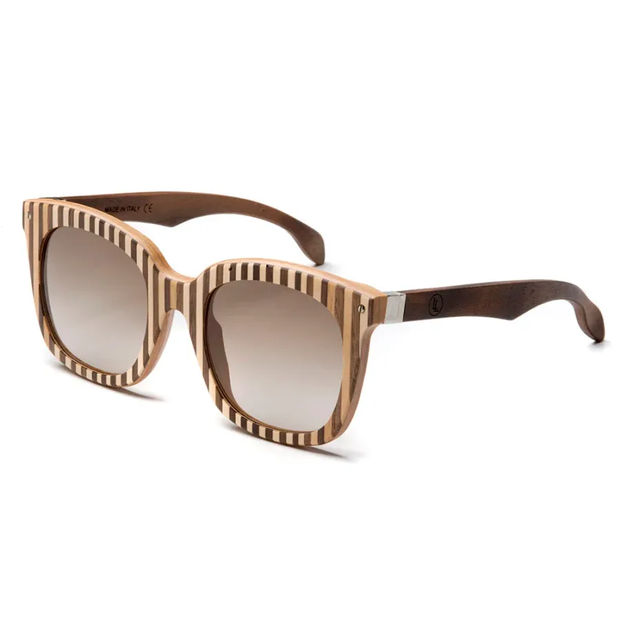 obrazek 2 Luksusowe, damskie okulary z drewna w pionowe paski - Legno Light