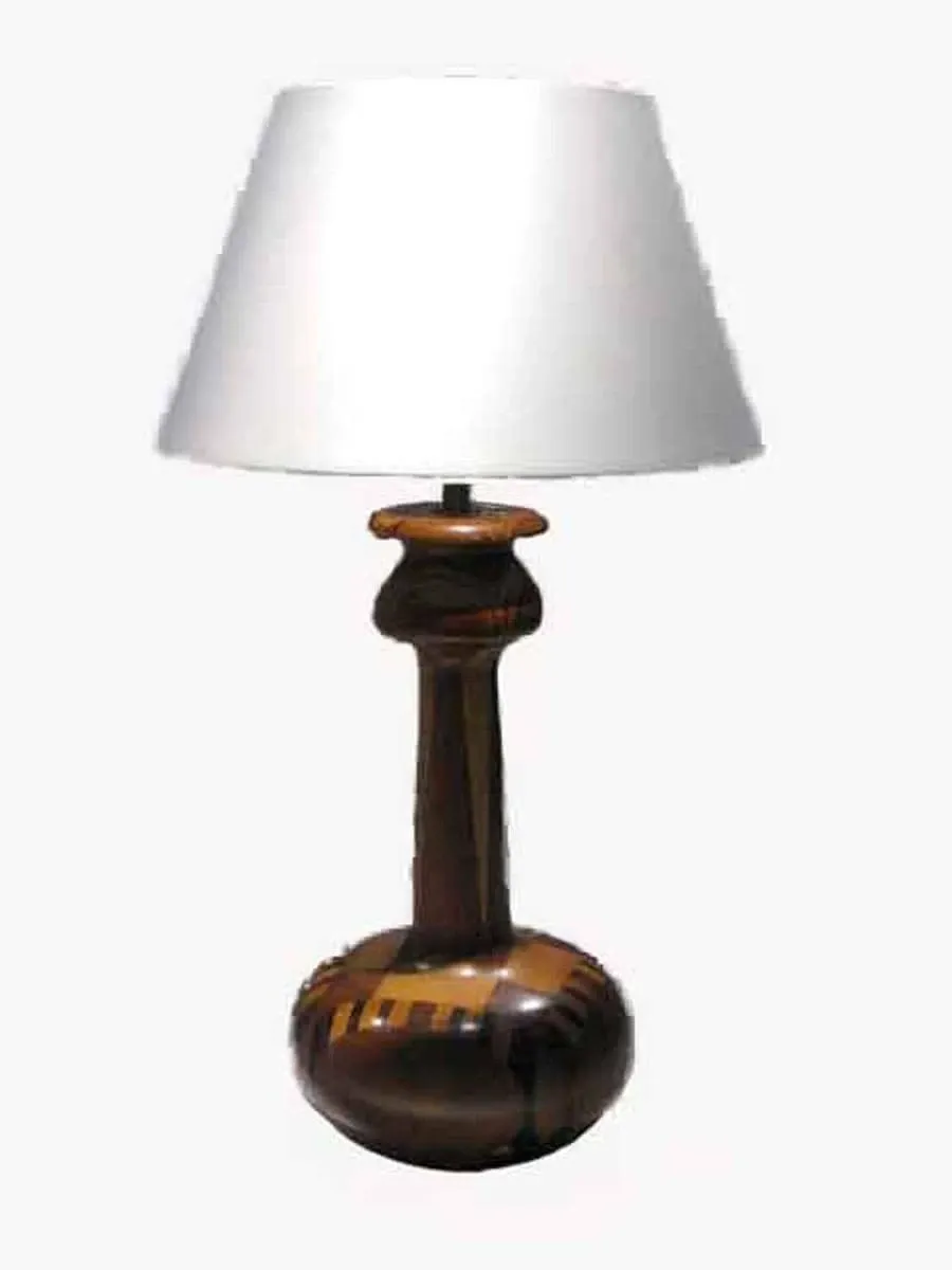 obrazek 1 Lampa stołowa, okrągła podstawa wykonana z drewna o różnych esencjach