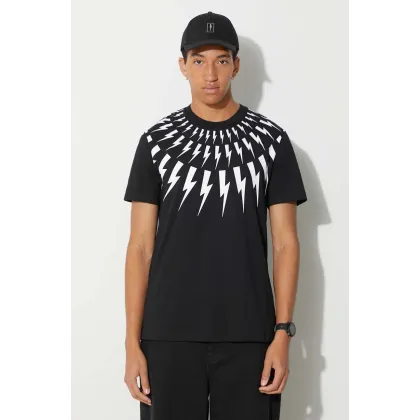 Zdjęcie Neil Barett t-shirt bawełniany FAIRISLE THUNDERBOLT męski kolor czarny z nadrukiem PBJT007S.V501S.524
