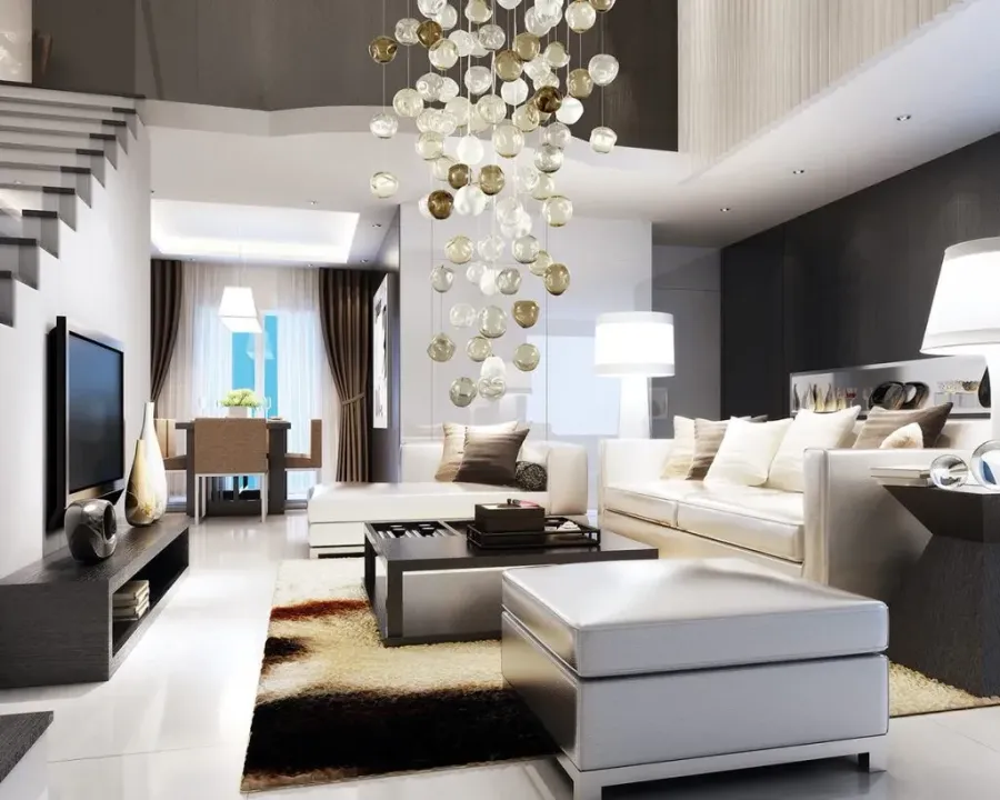 obrazek 1 Fantastyczna włoska szklana lampa sufitowa do salonu - szkło murano najwyższej jakości