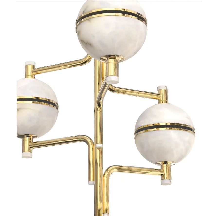obrazek 4 Czarowna lampa wisząca Andros II z mosiądzu i alabastru