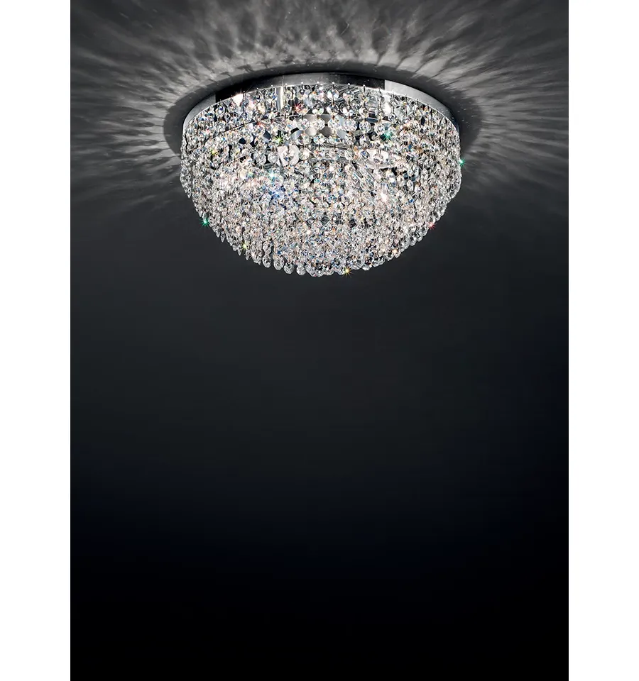 obrazek 1 Prestiżowa lampa sufitowa z chromowaną ramą i kryształami