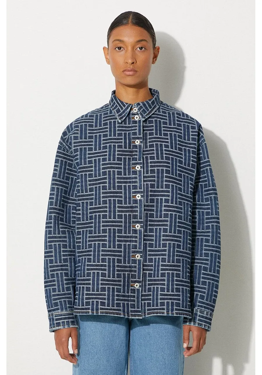 obrazek 1 Kenzo koszula jeansowa Dropped Shoulders Shirt damska kolor niebieski relaxed z kołnierzykiem klasycznym FE62DC2476J3.DS