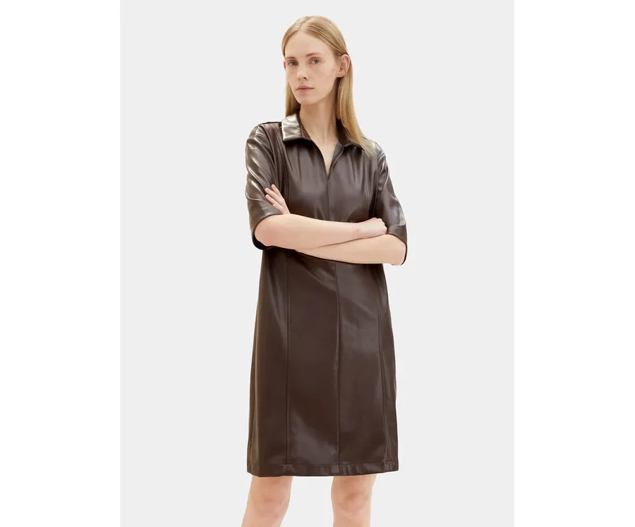 obrazek 1 Tom Tailor Sukienka skórzana 1039176 Brązowy Regular Fit