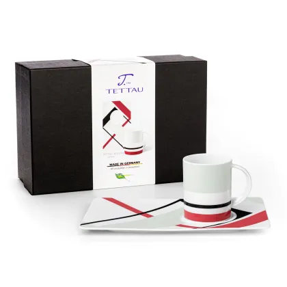Zdjęcie Niepowtarzalny zestaw - kubek z podstawką zdobiony oryginalnym wzorem – Tettau